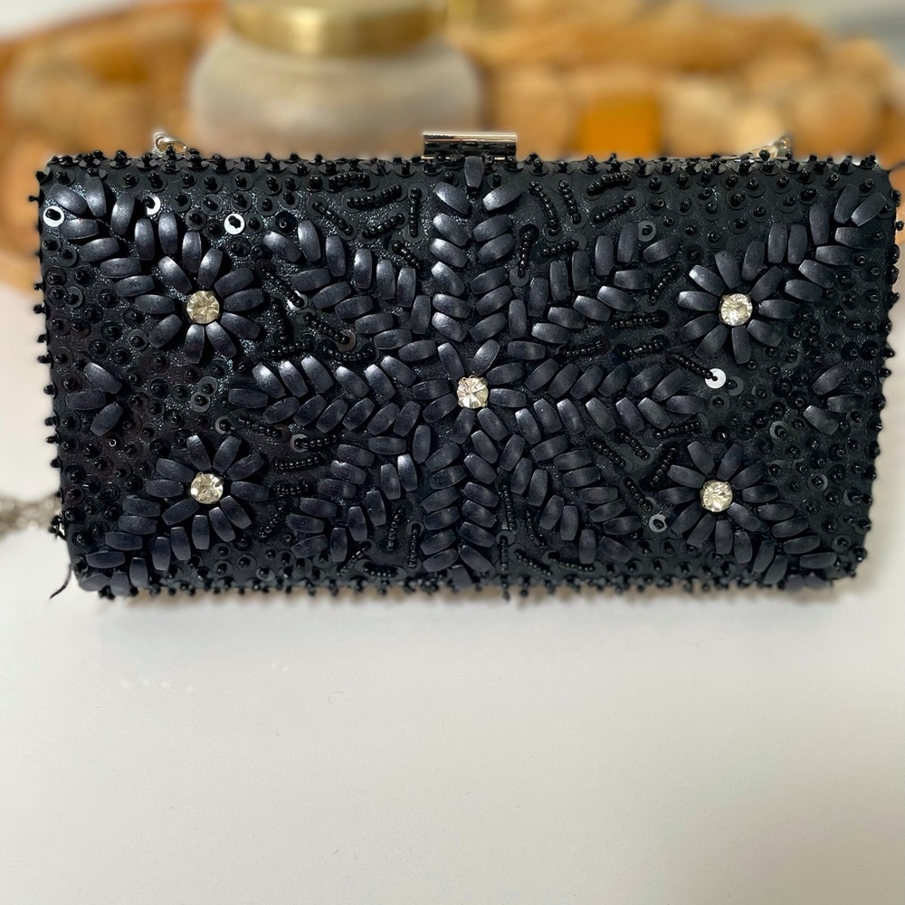 Beaded Rhinestone Clutch Handbag